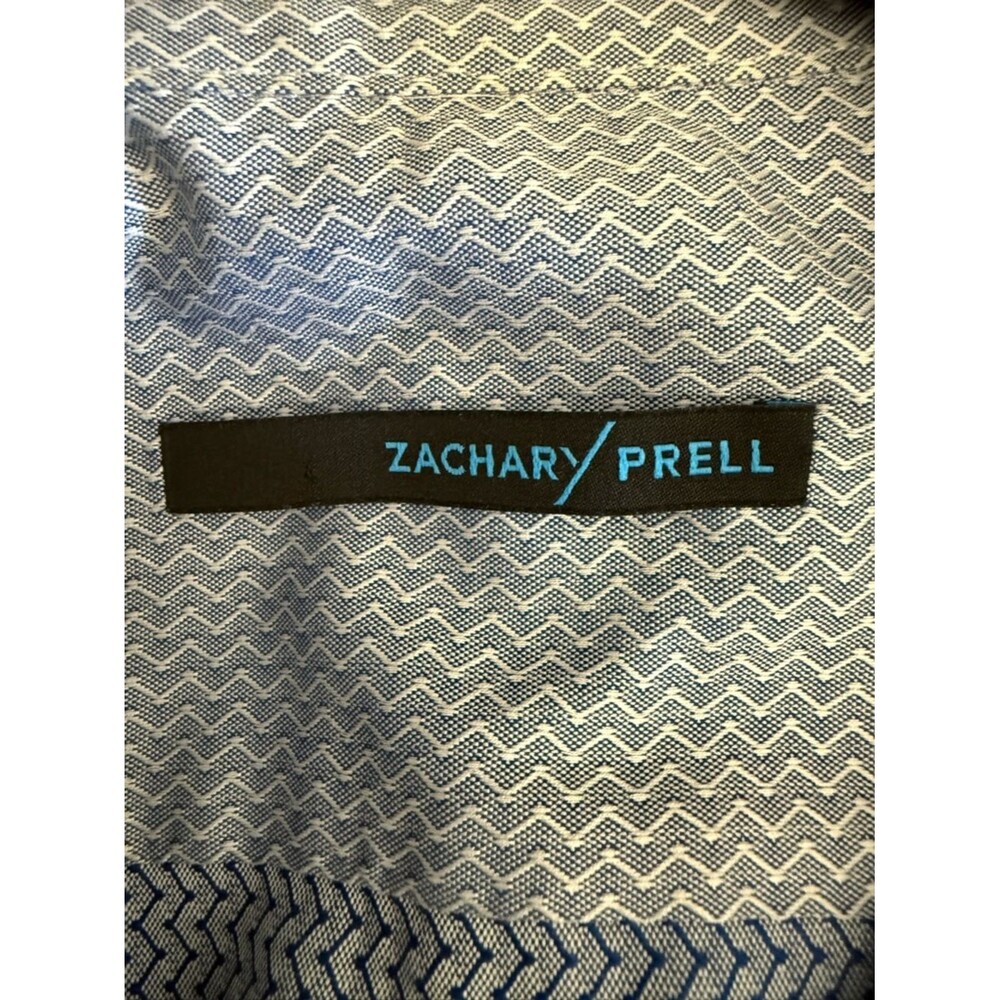 Zachary Prell Chevron Textured Pattern Dress Shirt Size Large Light Blue/White - Picture 2 of 11